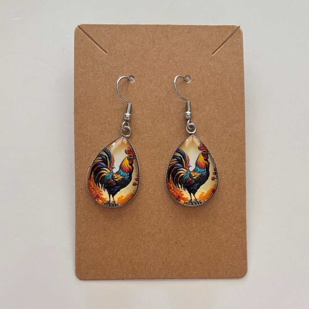 Fashion Jewelry Vibrant Rooster Earrings